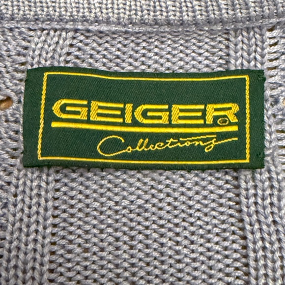 Vintage Geiger Cardigan Sweater Puff Sleeves Lavender L Cottagecore old school - Picture 5 of 8